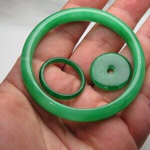 "Natural Jade bangle +   REE Jade Ring & Jade Donut 57mm "